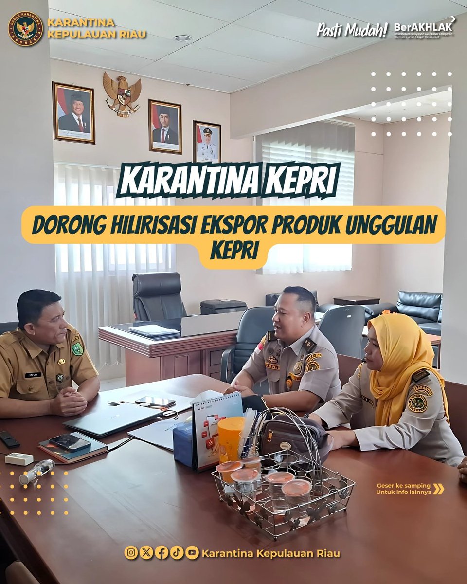 Karantina Kepulauan Riau (Kepri) terus mendorong perdagangan domestik dan internasional serta hilirisasi ekspor produk hewan, ikan, dan tumbuhan melalui tindakan karantina yang terukur dan terjamin.