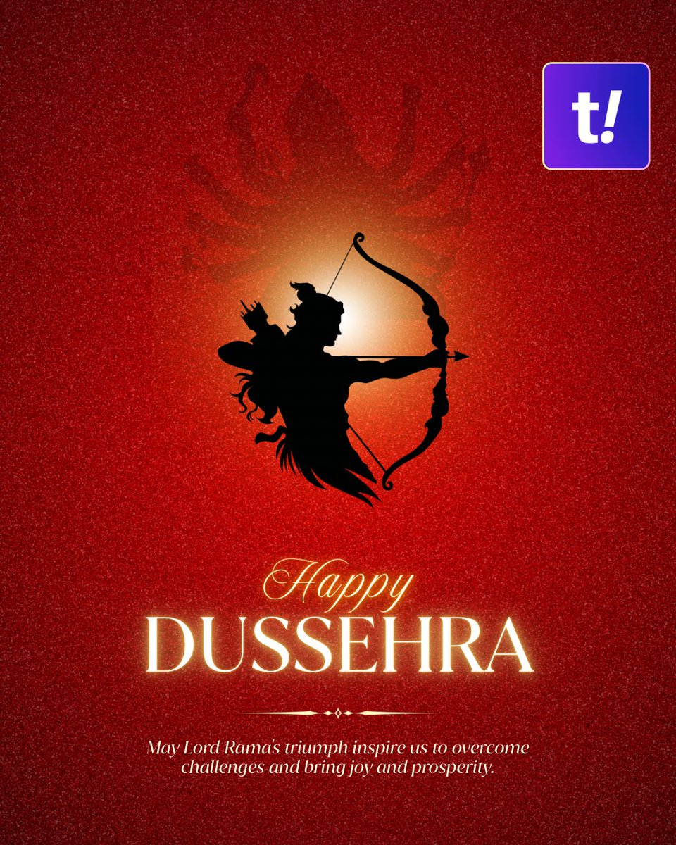 Happy Dussehra To everyone! May Lord Rama guide you to victory in every walk of life. 🙏🏽
#Dussehra #HappyDussehra