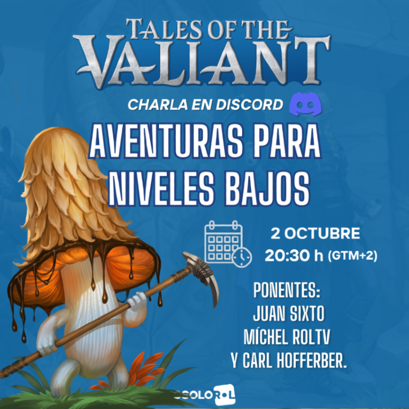 HOY en la comunidad de #TOV de Discord... ¡Aventuras!

Gracias a Juan Sixto, Michel Rol TV  y Carl Hofferber aprende a desarrollar aventuras para niveles bajos. Este jueves en 👇
🎲 discord.gg/2WxDepyfrZ

#NoticiasRoleras #Rol #MuchoRol #RPG #JuegosDeRol