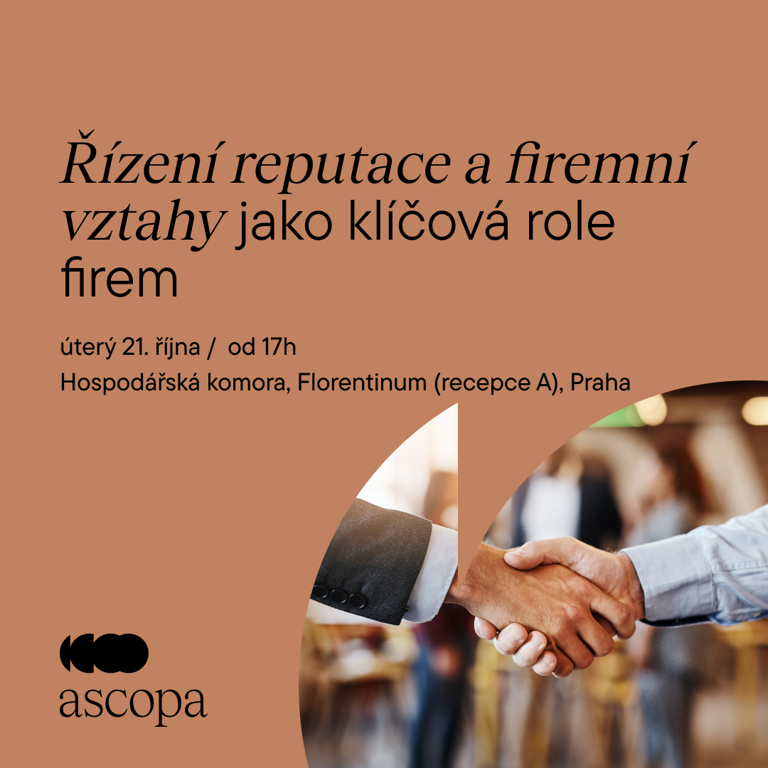 💬 Patří PR na C-level? 
Přijďte o tom s námi debatovat na mimořádné Shromáždění členů, kde rozhodnete o vstupu #ASCOPA do Hospodářské komory ČR.  

Diskusi otevřou <a href="/zdenek_zajicek/">Zdeněk Zajíček</a> a <a href="/EKaraskova/">Eva Karaskova</a> z <a href="/Hokomora/">Hospodářská komora</a>  a <a href="/GabrielaBechyns/">Gabriela Bechynska</a>.

 Jen pro členy ASCOPA 👉 bit.ly/ASCOPAdoHK
