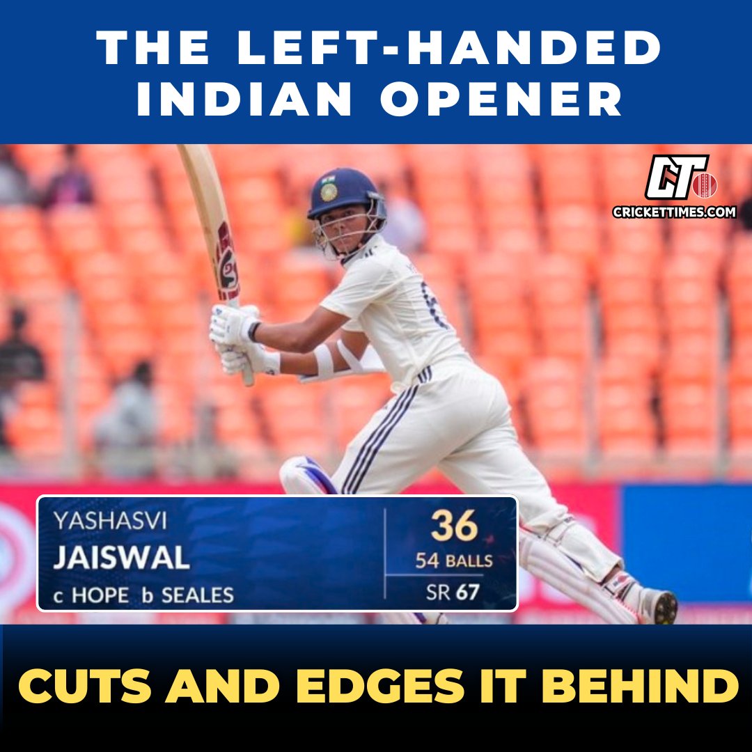 CricketTimesHQ's tweet image. Yashasvi Jaiswal departs for 36 🏏

#cricket #INDvWI #1stTest
