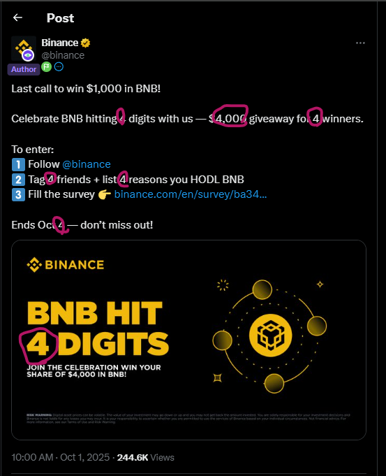 quantyurtle's tweet image. The risk reward ratio on $4 is diabolical to me. CZ is hard shilling it, the same with binance and now it&apos;s listed on alpha. The same happened with $TST and the day after alpha it got listed on spot and it went from 60→500m just of spot listing

x.com/cz_binance/sta……