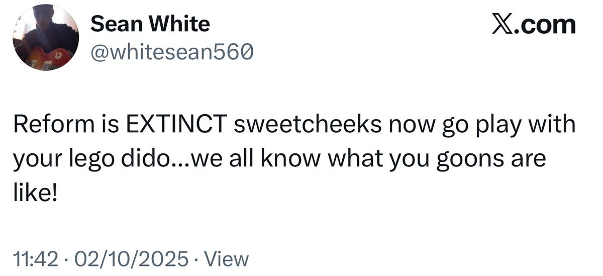 What a complete and utter dick 😂 

<a href="/whitesean560/">Sean White</a>