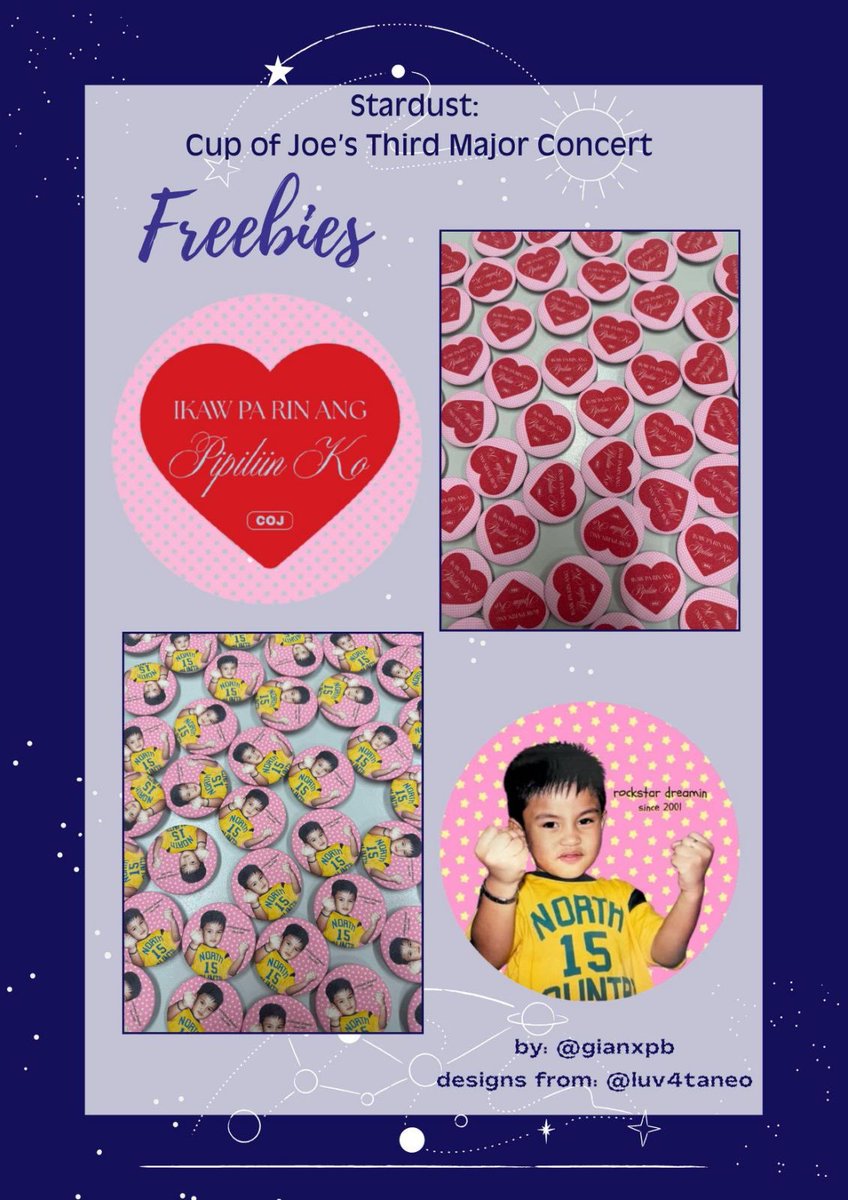 𝐬𝐭𝐚𝐫𝐝𝐮𝐬𝐭: 𝐜𝐮𝐩 𝐨𝐟 𝐣𝐨𝐞’𝐬 𝐭𝐡𝐢𝐫𝐝 𝐦𝐚𝐣𝐨𝐫 𝐜𝐨𝐧𝐜𝐞𝐫𝐭 🌠

freebies - button pins
⭐️ 1:1 / limited qty
⭐️ d2 - oct 11
⭐️ time &amp; loc tba
⭐️ like and rt 

fan support by: <a href="/gianxpb/">daily gian 🌠</a>
designed by: <a href="/luv4taneo/">drew ☆</a> 😍😘

#COJStardustTheConcert #cojtwt