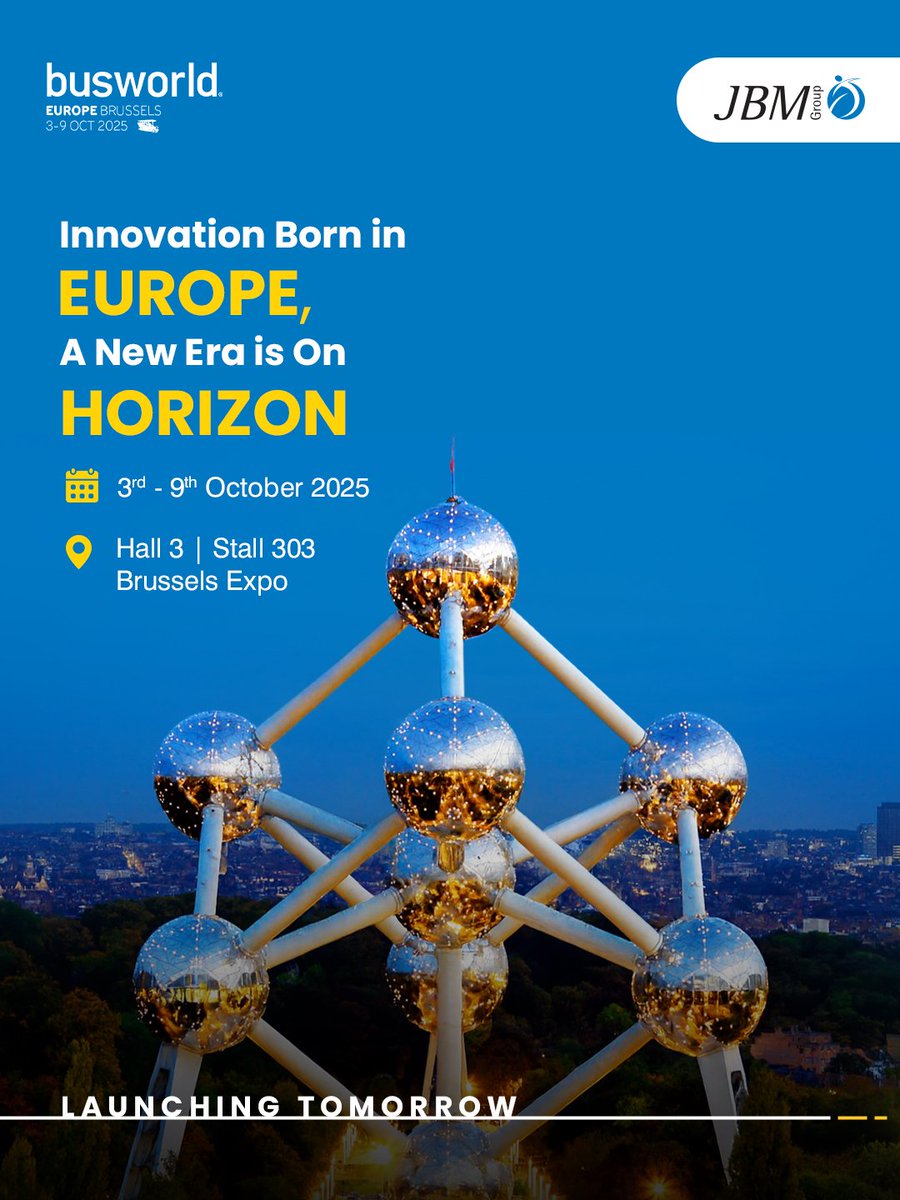 Every journey deserves confidence. Every city deserves comfort with sustainability at its core. At #BusworldEurope 2025, JBM unveils next-gen electric mobility, resilient, reliable and low emission.

Experience the future of transport starting tomorrow in Brussels.