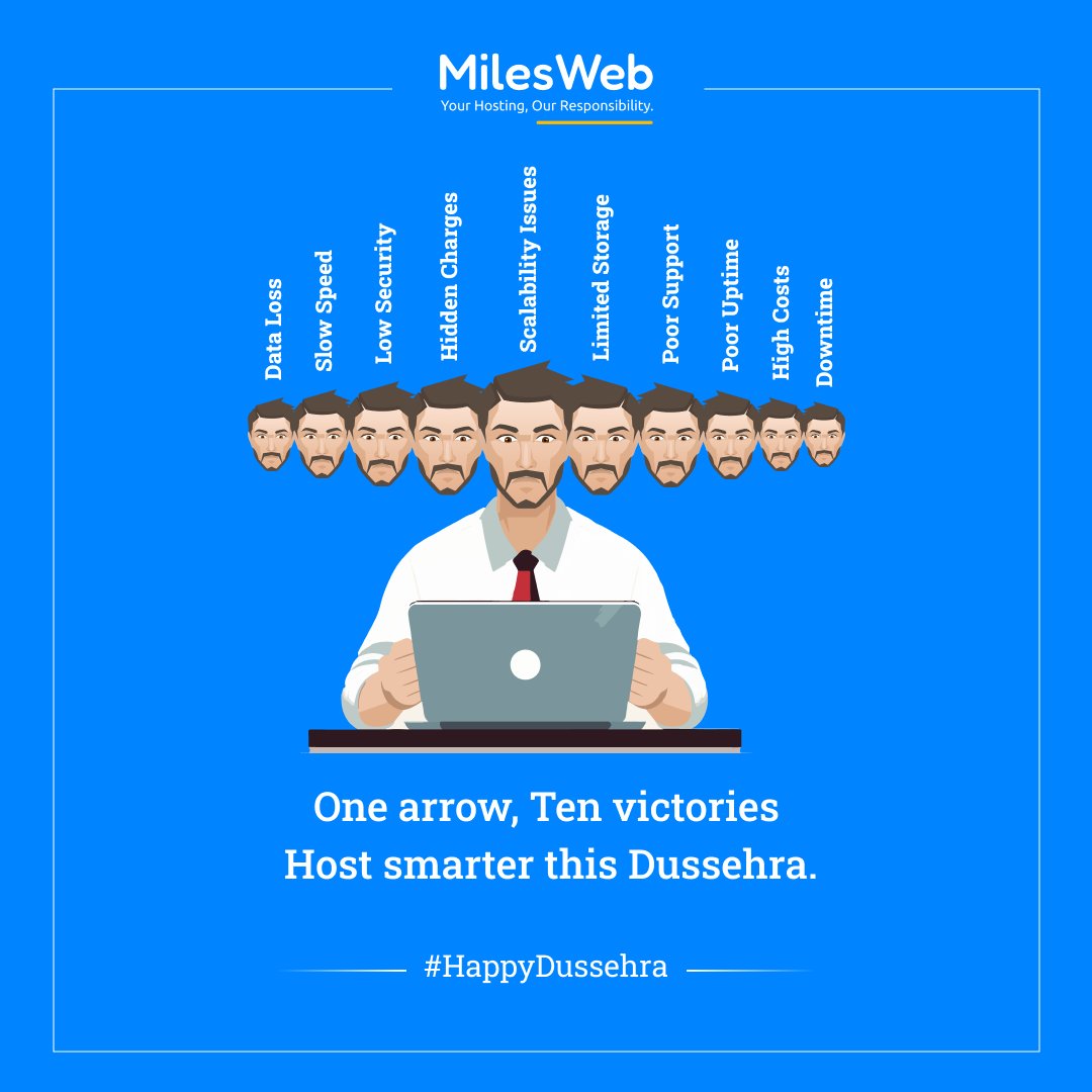 🔥 This Dussehra, let’s slay the 10 evils haunting your website—slow speed, downtime, weak security, poor SEO &amp; more.
With <a href="/MilesWeb/">MilesWeb</a> , your website always wins the battle! ⚔️✨
#HappyDussehra #Dussehra2025 #MilesWeb #WebsiteVictory