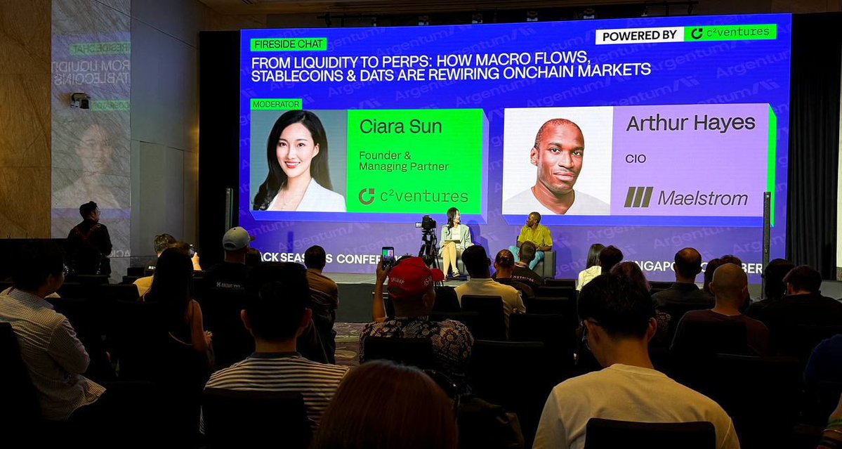 mpost_io's tweet image. We’re honored to host star speaker Arthur Hayes (@CryptoHayes), CIO at @MaelstromFund, on our Main Stage for “From Liquidity to Perps: How Macro Flows, Stablecoins &amp;amp; DATs Are Rewiring Onchain Markets.” 

This fireside chat, powered by @CsquaredVC, was brilliantly moderated by…