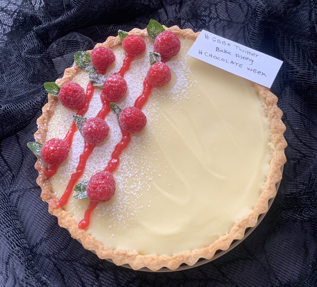 marybethxx6's tweet photo. Raspberry and white chocolate tart … we’re having this for our wedding anniversary tonight🥰#tecnical #gbbo #gbbotwitterbakealong @thebakingnanna1 @Rob_C_Allen @FirstTMaster 🥰🥰🥰 https://t.co/69nCnpivRl