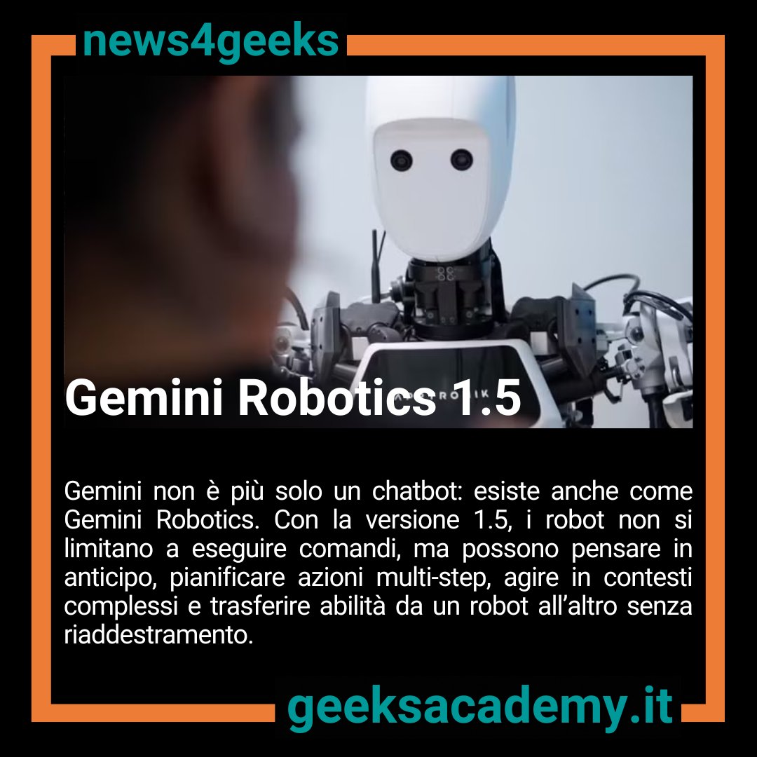GeeksAcademyEu's tweet image. #geeksacademy #StayGeek!
#Gemini #GeminiRobotics #robot