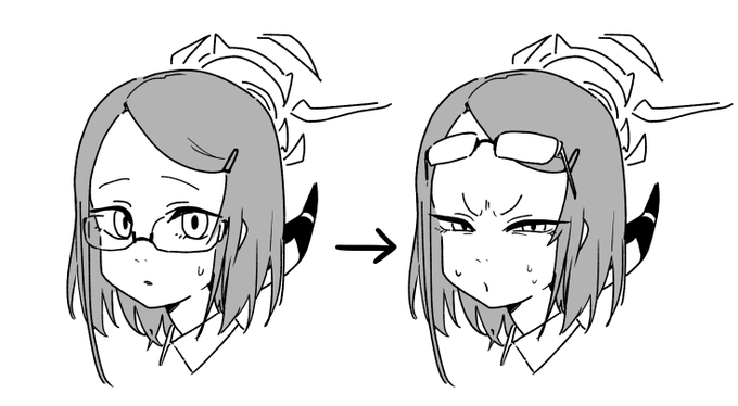 メガネ上げすぎたから見えない時の過去の陸八魔概念流行って欲しい 