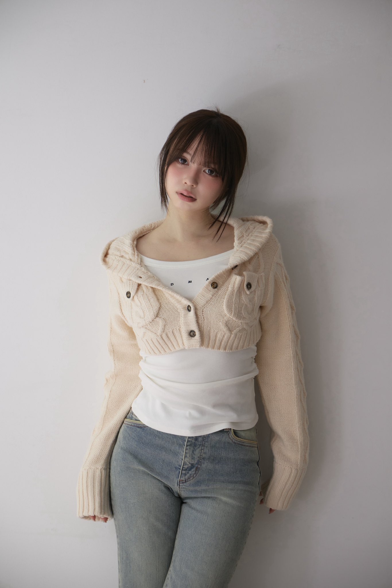 トップス Kitty cable knit tops ivory andmary ANDMARY】Kitty cable knit tops