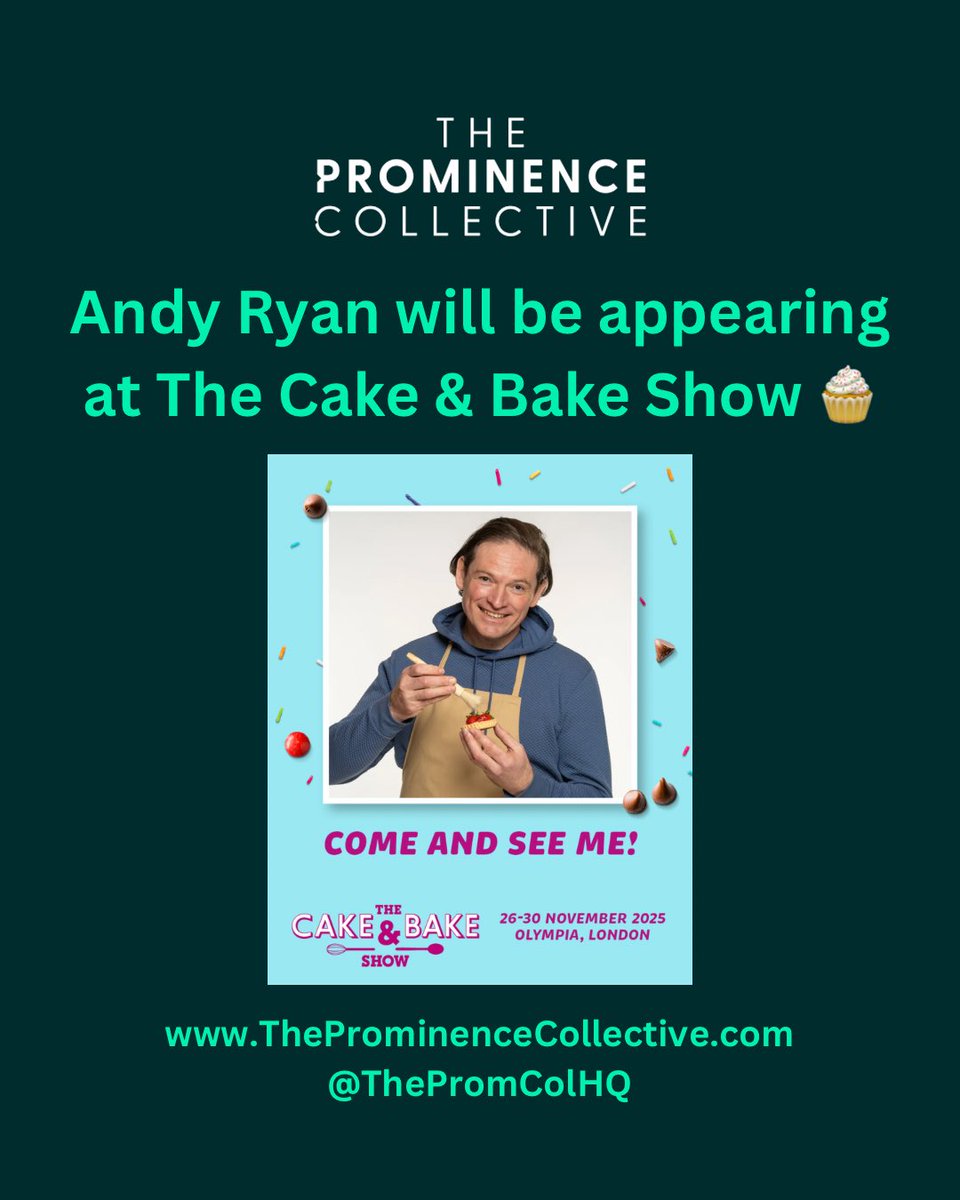 We’re excited to have Andy Ryan appearing at <a href="/CakeandBakeShow/">The Cake & Bake Show</a> next month 🧁

#Expo #Demo #BakeOff