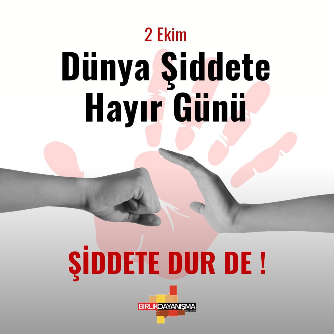 🩺✋ Bugün 2 Ekim Dünya Şiddete Hayır Günü.
Sağlık emekçilerine, kadınlara, çocuklara, hayvanlara… Kısacası hiç kimseye şiddet yok!

Şiddet çözüm değil, sorunun kendisidir. Sağlıkta şiddet ise politiktir. 
Barış, saygı ve empatiyle yaşamak elimizde. Çözüm bulmak çok kolay.