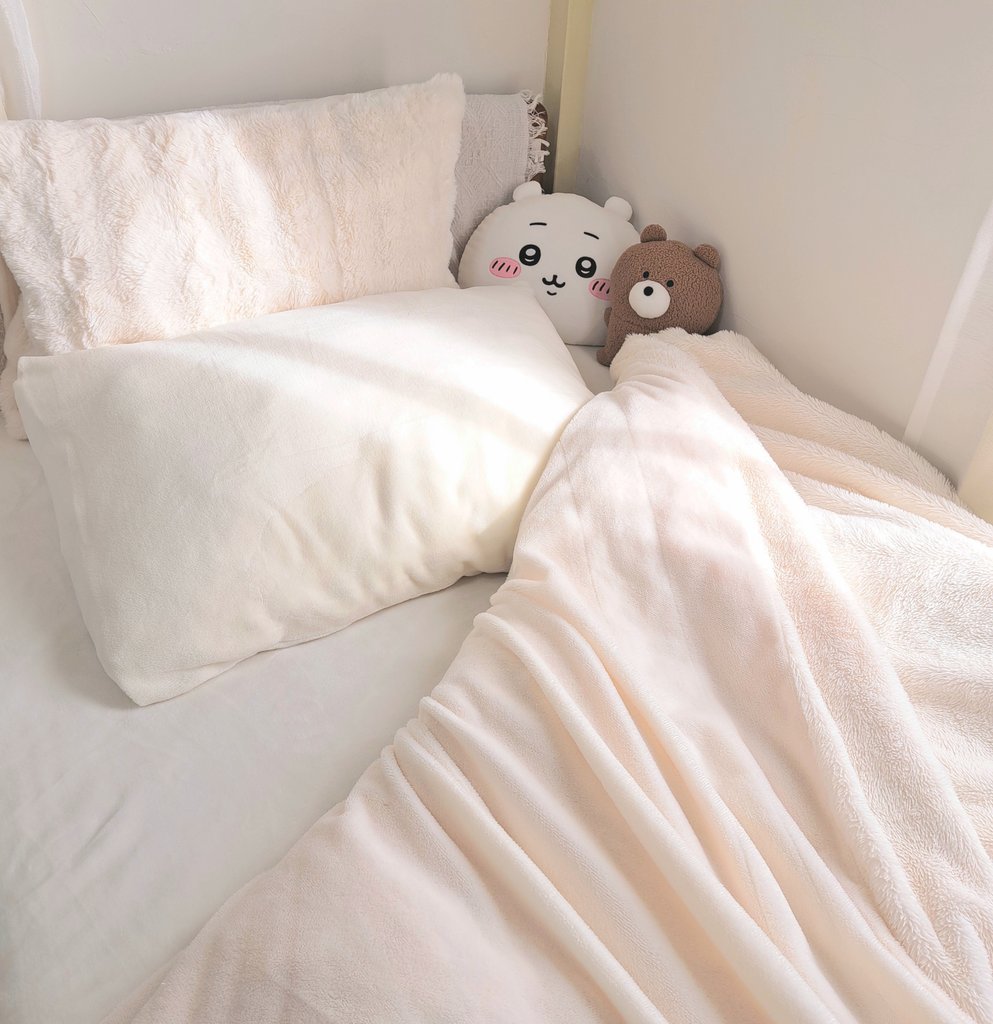 ちょっと早いけど寝具をもこもこ仕様に変えた꒰ ˶'ᵕ'˶ ꒱
お布団はまだ夏布団のまま☀️