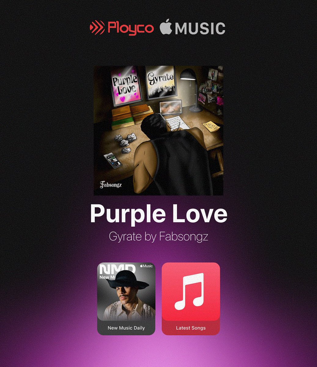 ploycomusic's tweet photo. Purple Love by @IamFabsongz featured on Apple Music editorial playlists 

S/O @applemusic for the support 

#ployco https://t.co/RZOqKSBthB