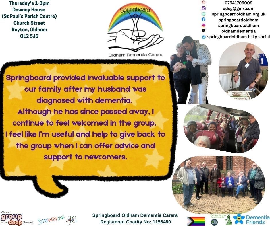 OldhamDementia's tweet image. Getting feedback from our Springboard family is fantastic, we love spending our Thursday’s together. 
New members are always welcome, no need to book or call, just pop along 1-3pm in Royton.
#OldhamHour #Dementia #Carers
