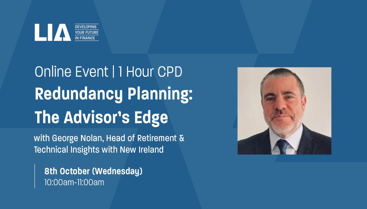 Redundancy is never easy, but your guidance can make all the difference.  

Join us next Wednesday for this focused online CPD session eu1.hubs.ly/H0nvtSc0 

#LIA #Finance #Education #CPD