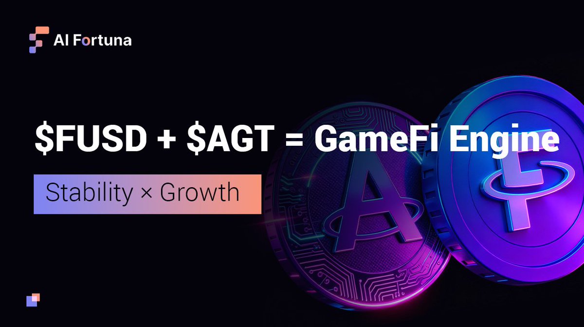 aiFtnProtocol's tweet image. AIFortuna runs on 2 tokens:
🔹 $FUSD = Stable entry coin (0.05–0.2 USDT range).
🔹 $AGT = Game rewards + incentives, with burn mechanics.
FUSD = stability.
AGT = growth.
⚡ Together, they create a sustainable GameFi loop.
#AIFortuna #wb3 #BSC