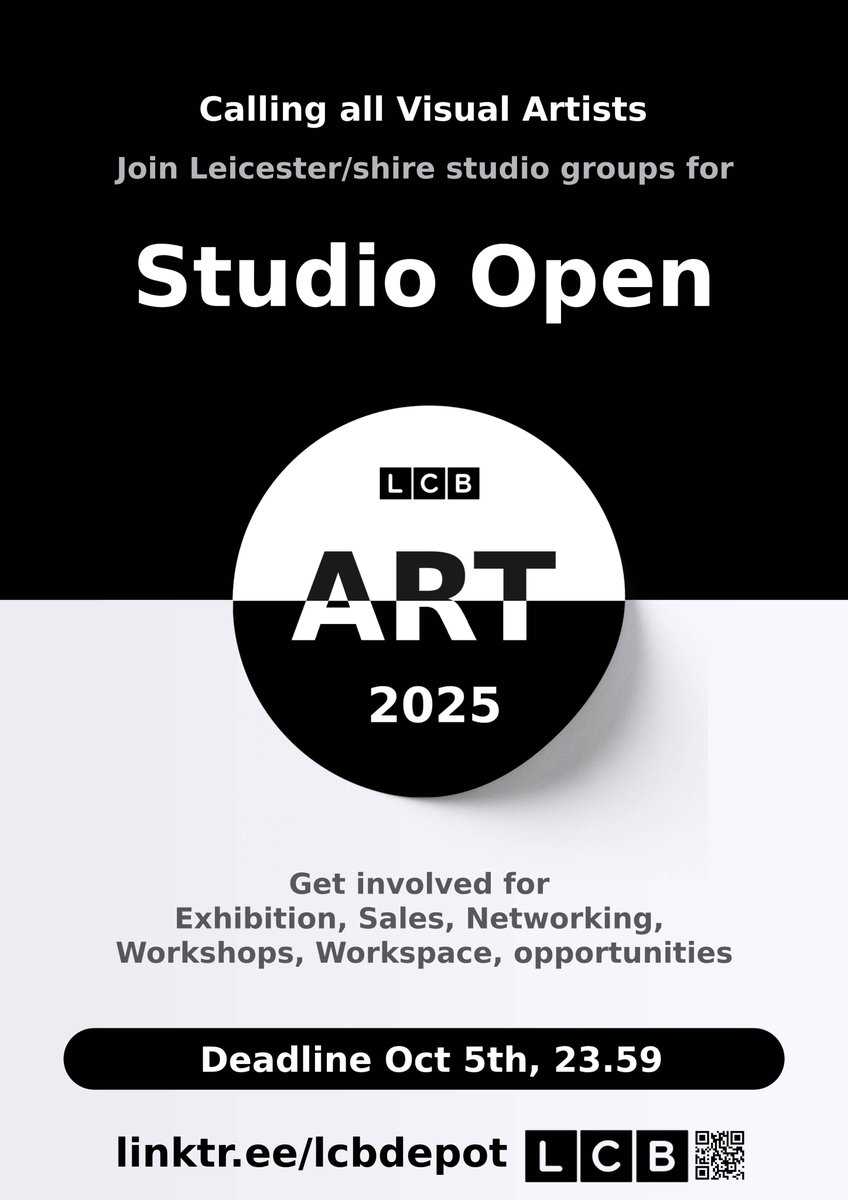 lcbdepot's tweet photo. Calling all visual artists!

Join @mpndprojects @twoqueensleicester @studioname_leics @churchgateartist &amp; @knightonlaneartists to exhibit work and connect with other artists in ‘Studio Open’ @lcbdepot

More info &amp; apply: https://t.co/8OuEscgLZA

Deadline Sun Oct 5th, 23:59 https://t.co/jjUqiDRWkA
