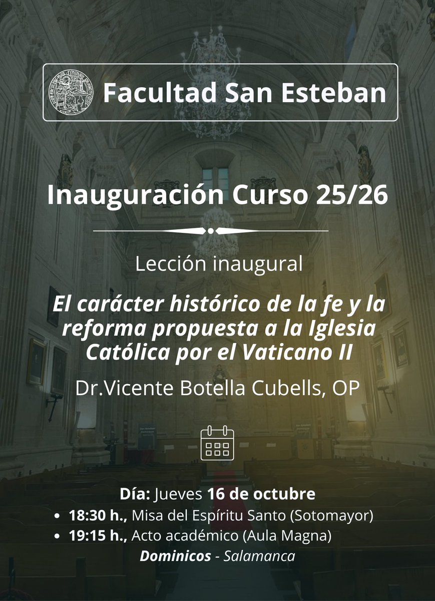 📌#SEComunicación. INVITACIÓN a la inauguración del nuevo curso académico de la Facultad San Esteban (Salamanca), jueves 16 de octubre a partir de las 18:30 h. Contamos contigo.