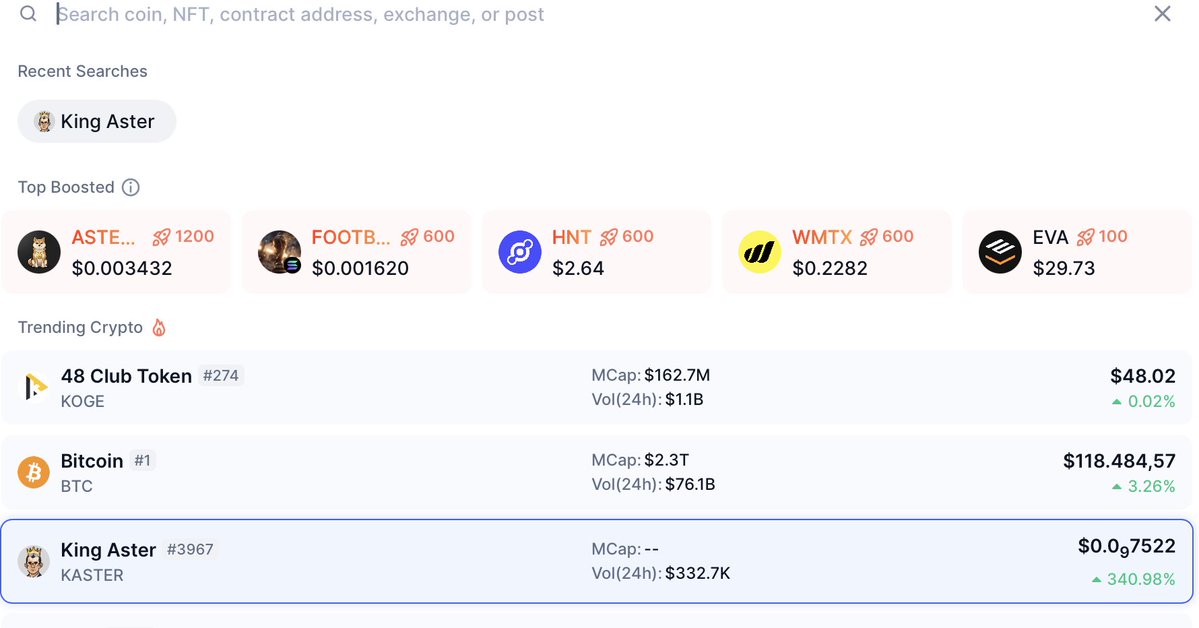 KingAsterBSC's tweet image. $KASTER is now trending #3 on @Coinmarketcap

coinmarketcap.com