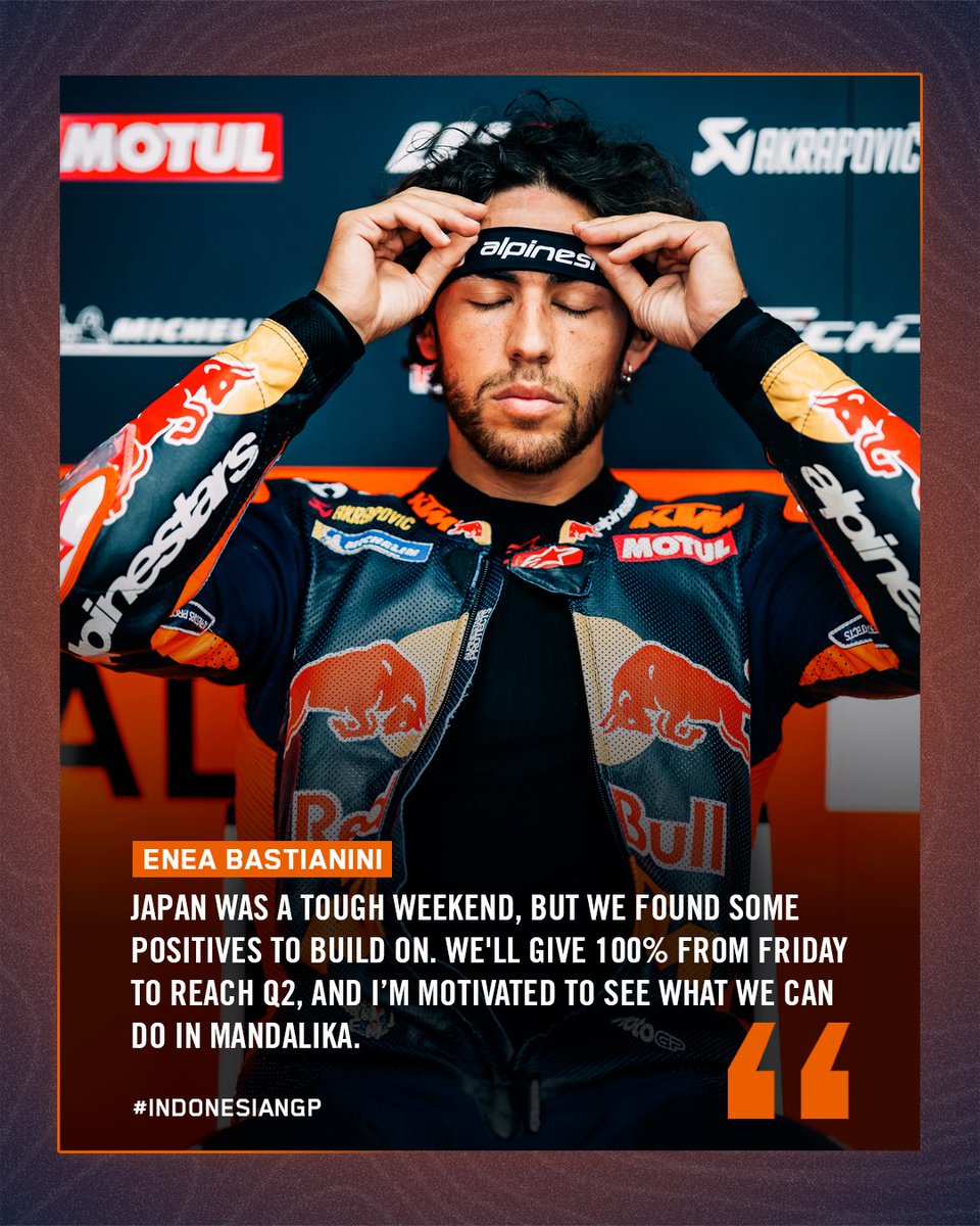 Tech3Racing's tweet photo. Second stop of the Asian tour, and this time we’re in Indonesia at the Mandalika Circuit! 🇮🇩🔥 Here’s what our riders had to say ahead of Round 18, which kicks off tomorrow! 🏁✨
#RedBullKTMTech3 #RedBull #MotoGP #IndonesianGP #Motul #MV12 #EB23 #JR12 #VP73 #Tech3Family https://t.co/QIlh6jfr2v