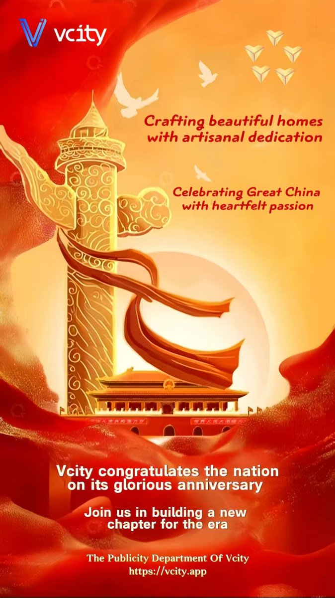 vcitylinglong's tweet photo. Crafting beautiful homes with artisanal dedication
Celebrating Great China with heartfelt passion
Vcity congratulates the nation on its glorious anniversary
Join us in building a new chapter for the era
#ZhangXie #Vcity #VcityMeta #cityofpi https://t.co/ysvNqVR8rE