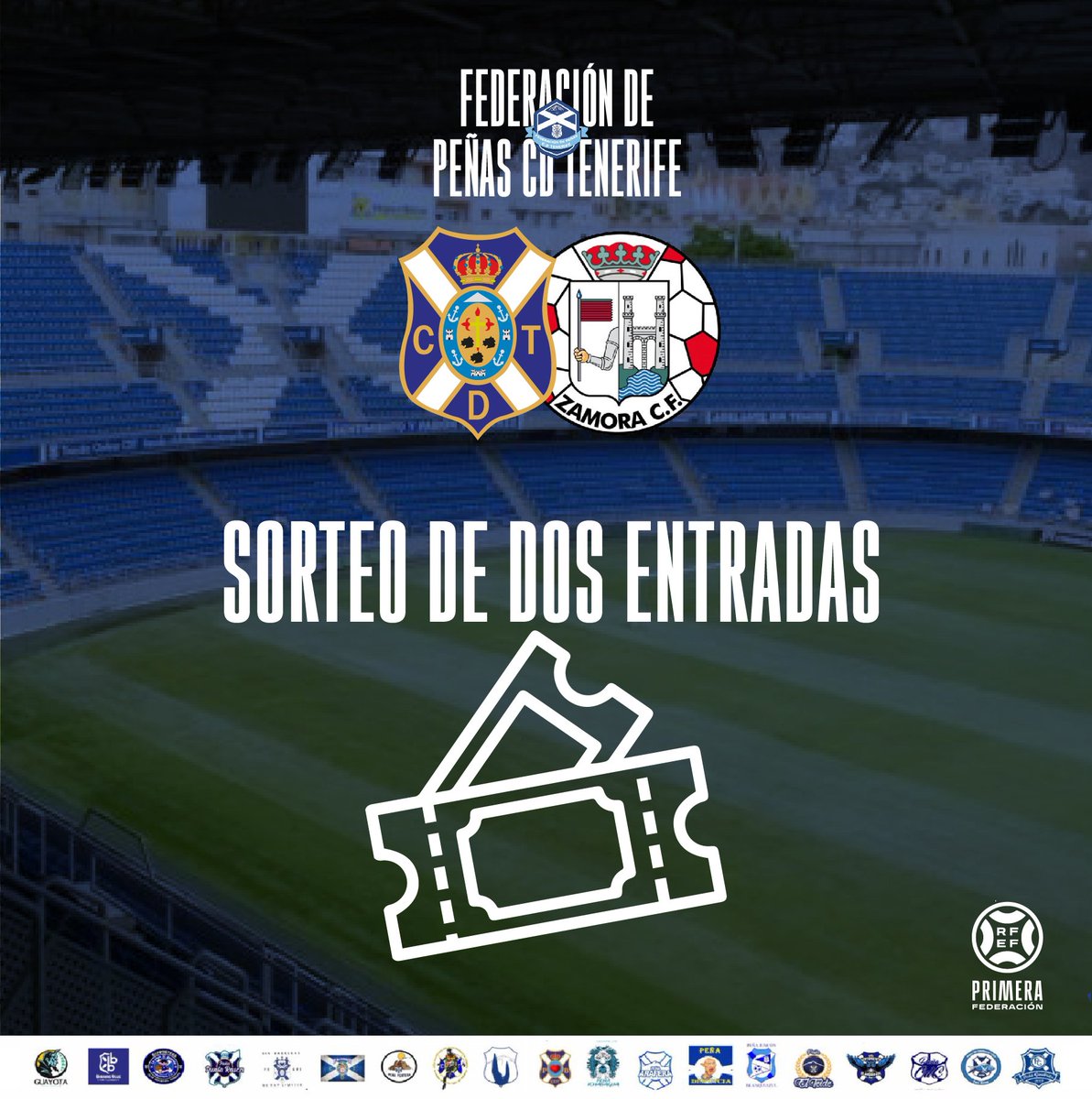 SORTEO🎟️ | ¿Quieres ir este sábado al CD Tenerife - Zamora CF?

🗨️ Comenta en este post con quién irías y mencionalo/s
🔀 Retuitea
💙 Sigue la cuenta <a href="/fpcdtenerife/">@fpcdtenerife</a> 

Este viernes anunciaremos el ganador de las 2 entradas.