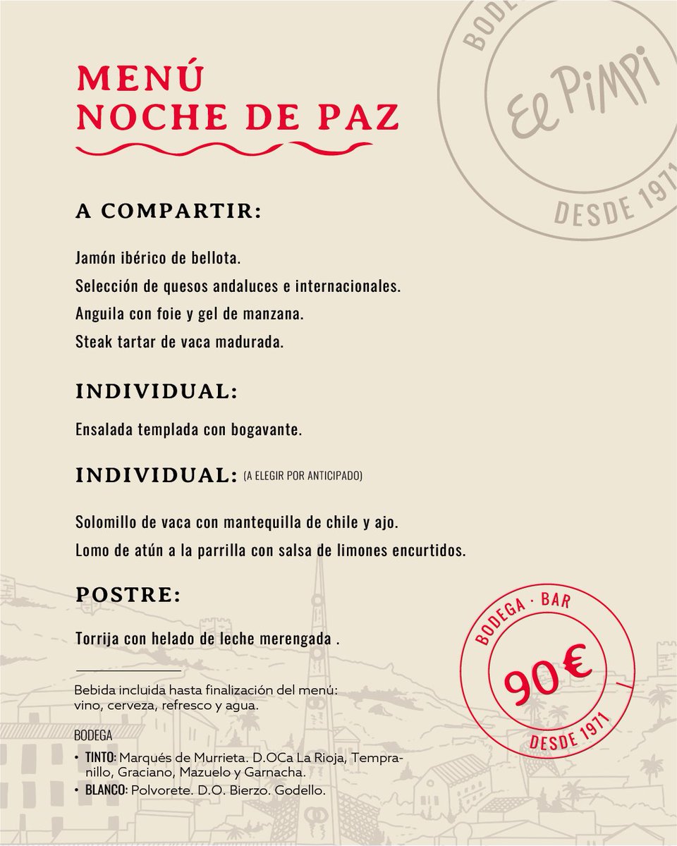 El Pimpi (@elpimpimalaga) on Twitter photo 🎄 MENÚS DE NAVIDAD 2025 - 2026 🎄
Nuestros menús especiales están pensados para que vivas momentos únicos en un ambiente lleno de tradición, historia y magia malagueña. 🌟
📅 Info y reservas disponibles a partir del 1 de diciembre.
📩 reservas@elpimpi.com
☎️ 952 225 403 🎄 MENÚS DE NAVIDAD 2025 - 2026 🎄
Nuestros menús especiales están pensados para que vivas momentos únicos en un ambiente lleno de tradición, historia y magia malagueña. 🌟
📅 Info y reservas disponibles a partir del 1 de diciembre.
📩 reservas@elpimpi.com
☎️ 952 225 403