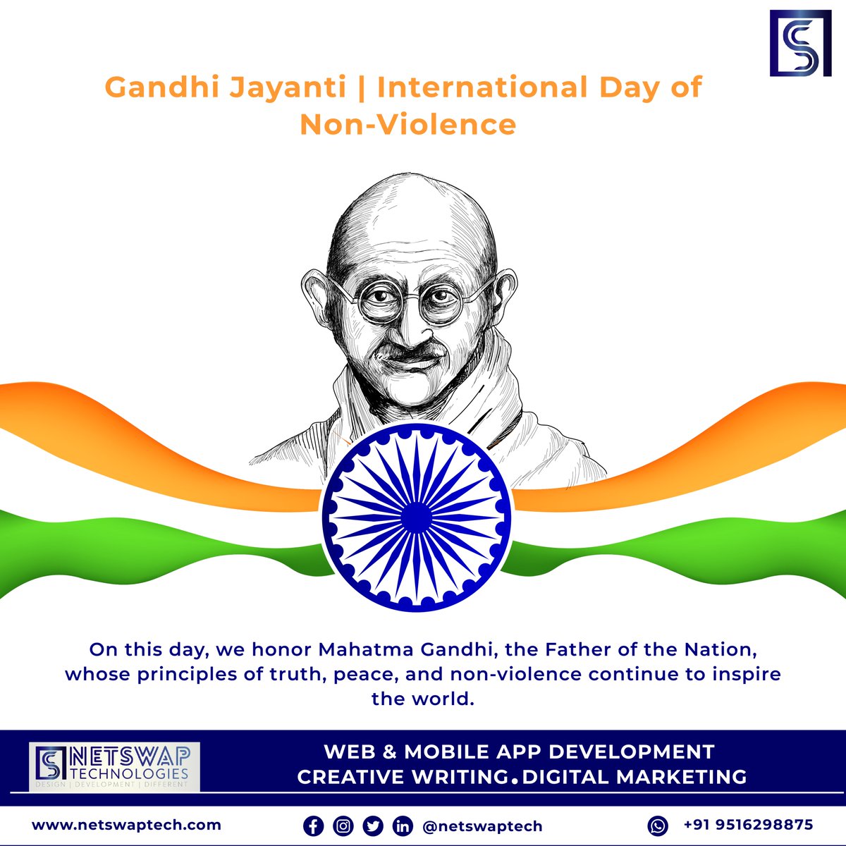 swapnil_karma's tweet image. On #GandhiJayanti, #NetSwapTechnologies honors Gandhi’s legacy of ethical innovation and service-driven entrepreneurship. Let’s build change—one idea at a time.