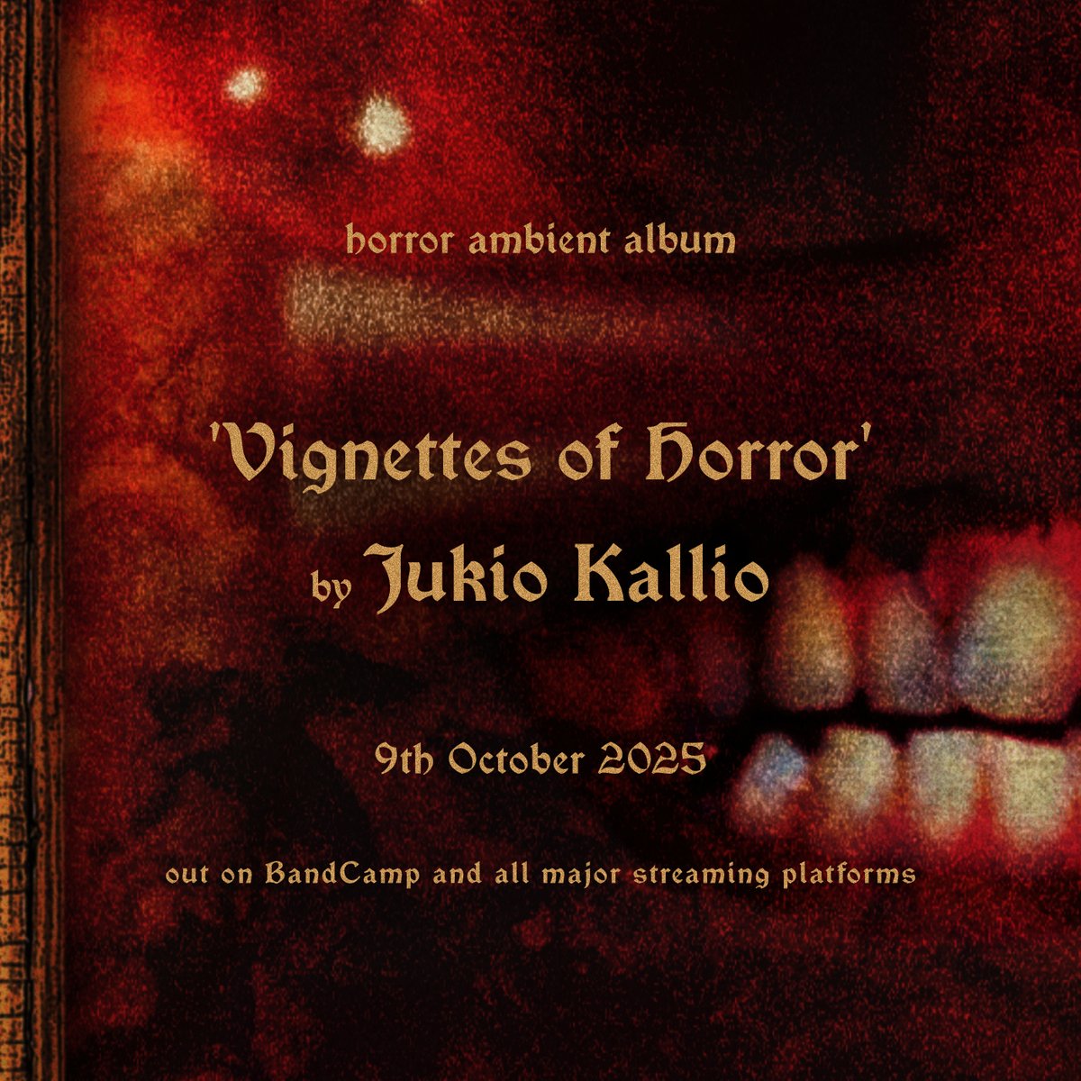 jukiokallio's tweet image. A creepy ambient album, &apos;Vignettes of Horror&apos;, coming out 9th October 🦇