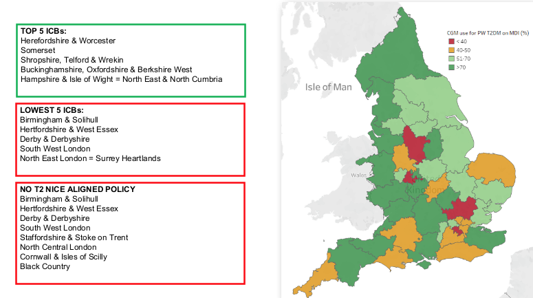 parthaskar's tweet image. &quot;You only push technology in #T1Diabetes&quot;

No, I speak more about it as traditionally #T1D has been the &apos;poorer cousin&apos; in #NHS policy land.

So- here is some data around #T2Diabetes and #CGM access in line with @NICEComms NG 28

Maps are good for transparency.

Caveat: 
Maybe an…