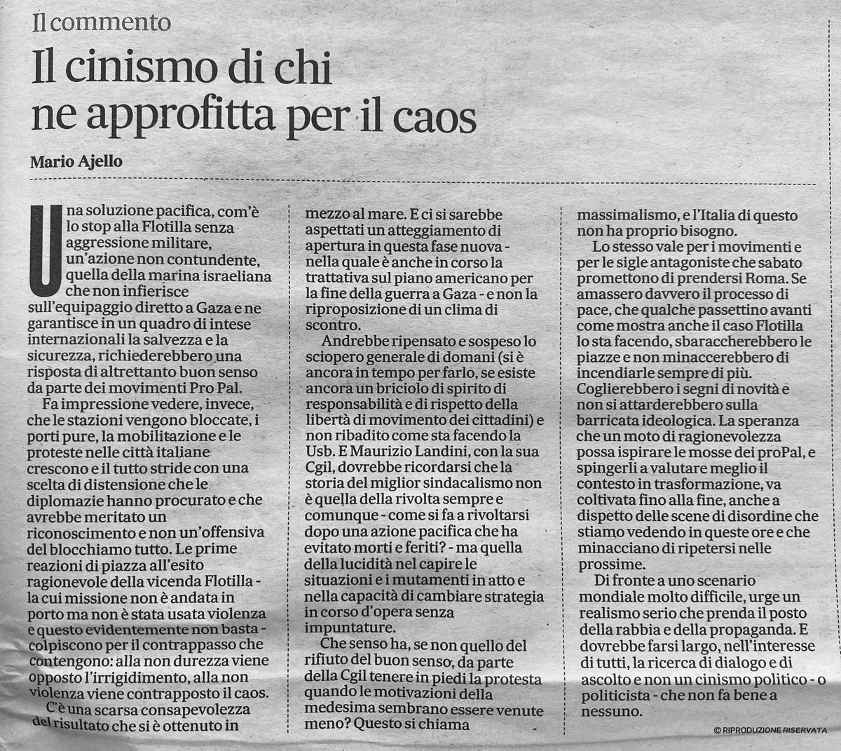 luigipezzolo's tweet photo. #MarioAjello sul #Gazzettino di oggi https://t.co/bpqBZPT929