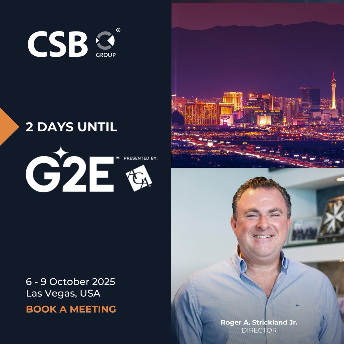 CSBGroup's tweet image. ⏳2 days to go until G2E Vegas!

Our Director, Roger Strickland Jr., is excited to meet industry leaders, and showcase how CSB Group’s iGaming consultancy can help with licensing application support, and more.

📍 Book your slot 👉 csbgroup.com/events/busines…

#G2E2025 #CSBGroup
