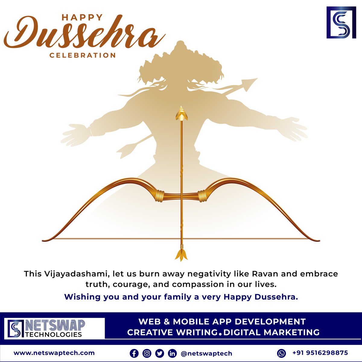 swapnil_karma's tweet image. Dussehra inspires us to defeat every modern Ravana—fake news and negative agendas—using integrity, awareness, and purpose. #NetSwapTechnologies stands for a new era where facts build the nation, not falsehoods.
#Dussehra2025 #TruthWins #DigitalIndia