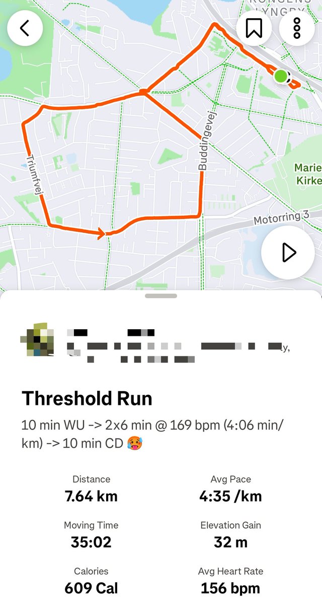 Fin tur med lidt for højt tempo på andet interval. Benene ville bare 😅
#TWrunDK