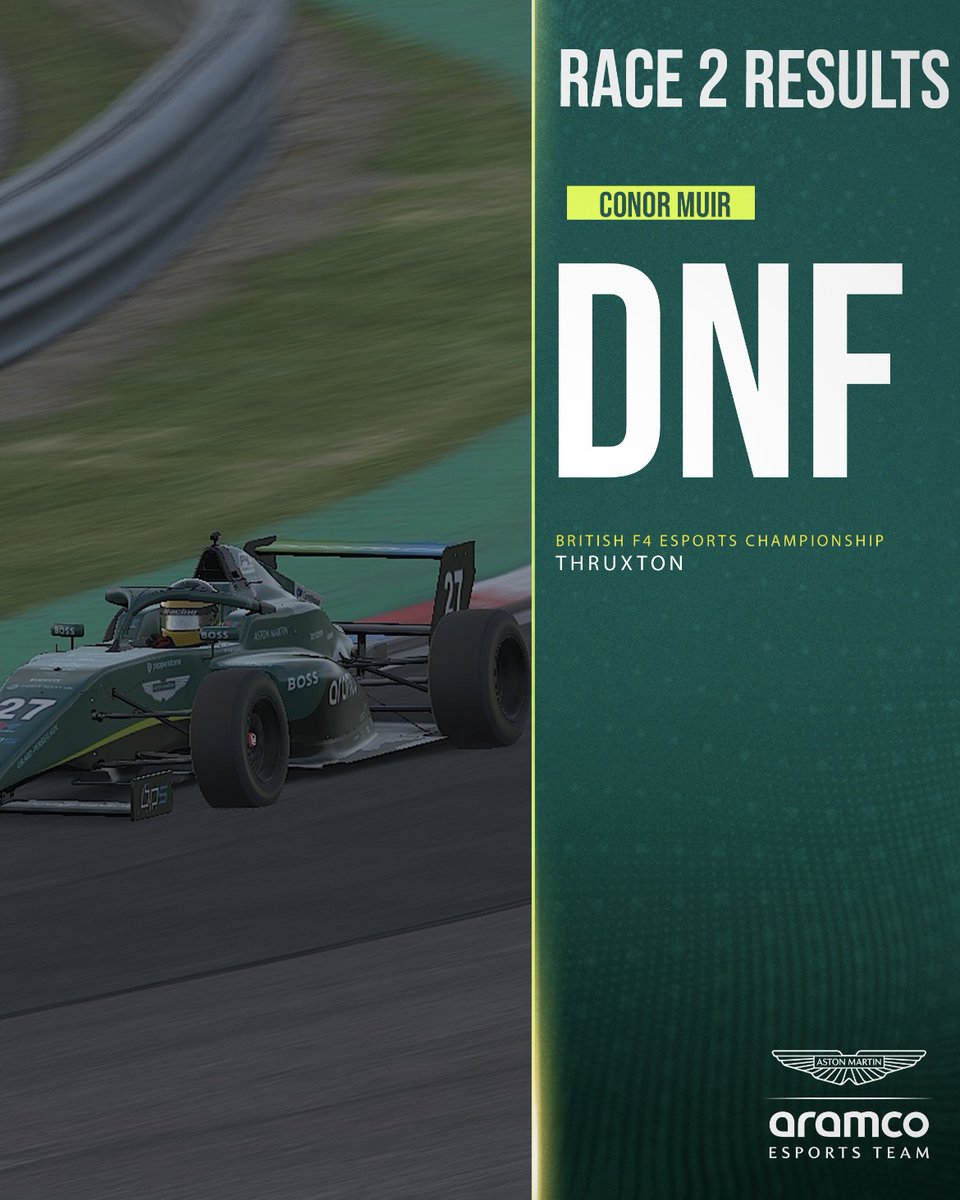 That's a wrap on Round 2 of the <a href="/MsptUK_Esports/">Motorsport UK Esports</a> British F4 Championship. 

<a href="/PedroF1Silva/">Pedro Silva</a> crosses the line in P21 whilst <a href="/SRT_Lefted/">Conor</a> retires again after a tough evening. 

It's time to reset before we push towards Snetterton! 🤝