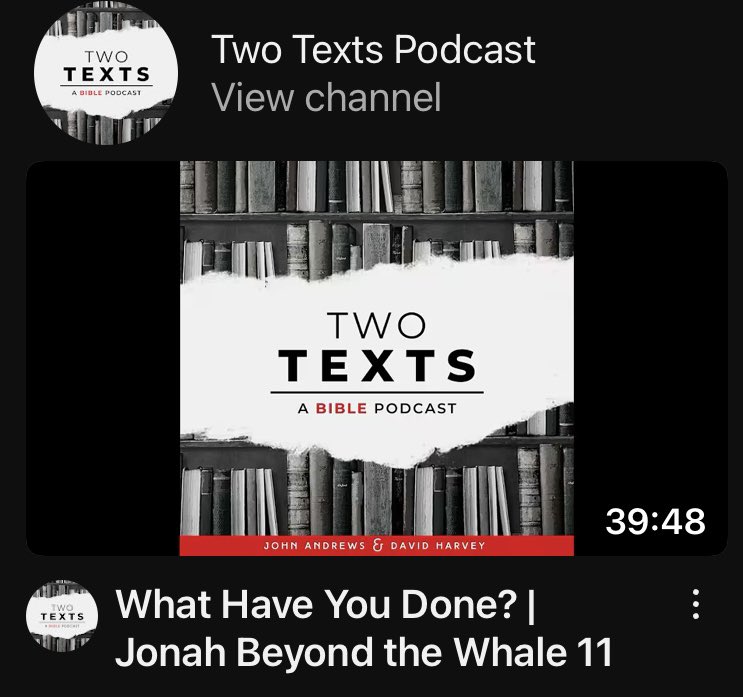 Episode 11 of our Jonah series ‘what have you done?’ Is now live on podcast and YouTube. Enjoy.