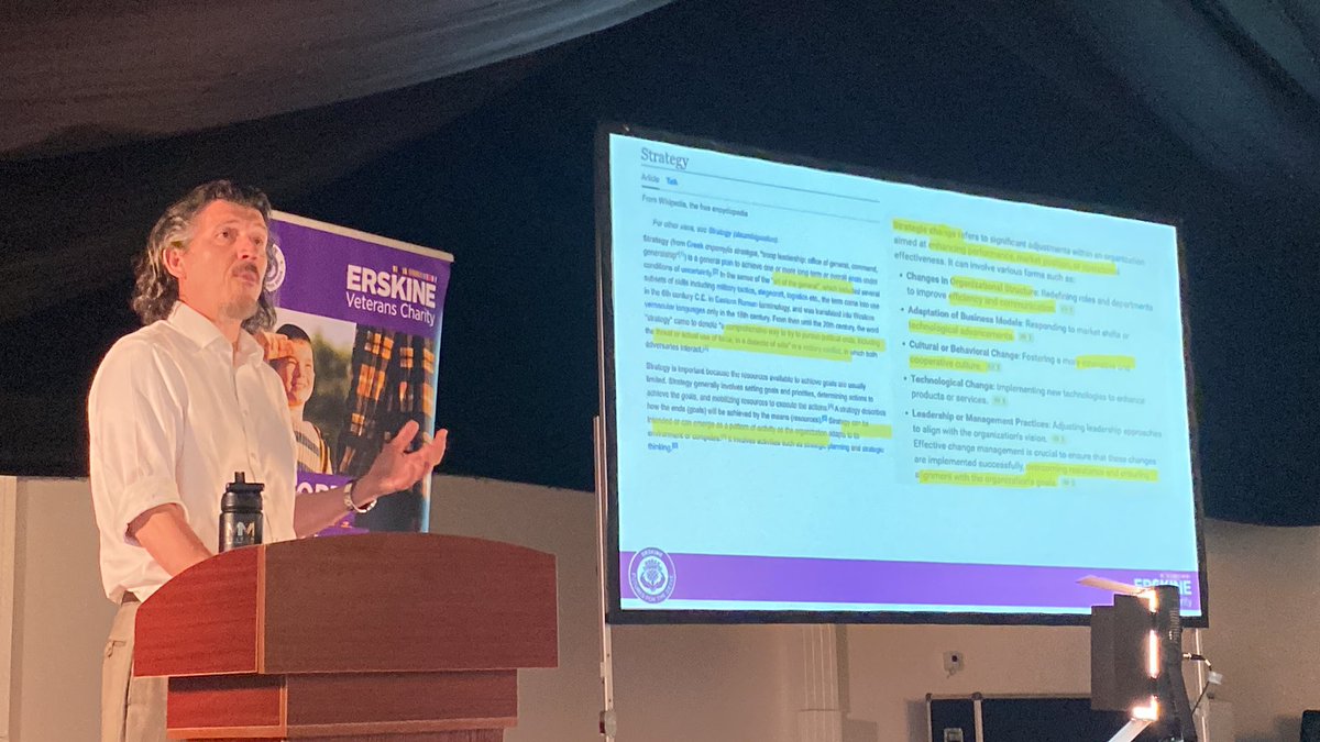 dtbarron's tweet image. CEO @IanCMBE sharing @ErskineCharity positive strategy for the next six years, emphasising how we are reaching more #veterans across Scotland #proudtocare