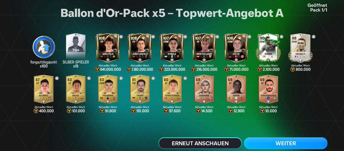 newcomerFM's tweet image. "Great" #packluck in #fcmobile #Ballondor #Packs ? 🤔

W or L?

Was your luck even better than mine? 😅
PS: Götze is back! 😍🙈

@Enzo9CFC @purefootball_x @Jacobek08