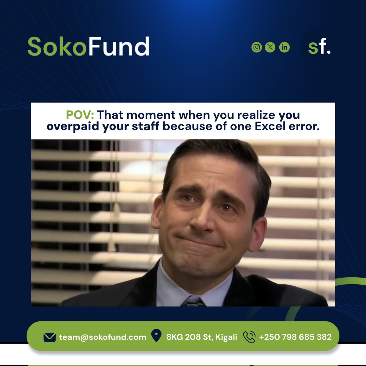 SokoFund_'s tweet image. That moment when one Excel error costs you more than it should. 😬

With @SokoFund_, payroll errors are a thing of the past. Our smart, #AutomatedSystem ensures accurate, on time payment—no more over/underpaying.

Switch to sokofund.com, a stress-free #PayrollSoftware