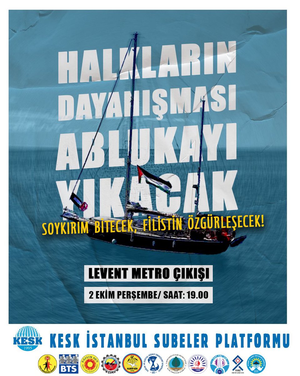 Filistin Eylem komitesinin çağrısı  ile Gazze’deki Siyonist ablukayı kırmak üzere yola çıkan Küresel Sumud Filosu, İsrail işgal askerleri tarafından saldırıya uğradı. Saldırıyı protesto etmek üzere 2 Ekim 2025 saat 19;00'da  Levent  metro çıkışında buluşup İsrail konsolosluğuna