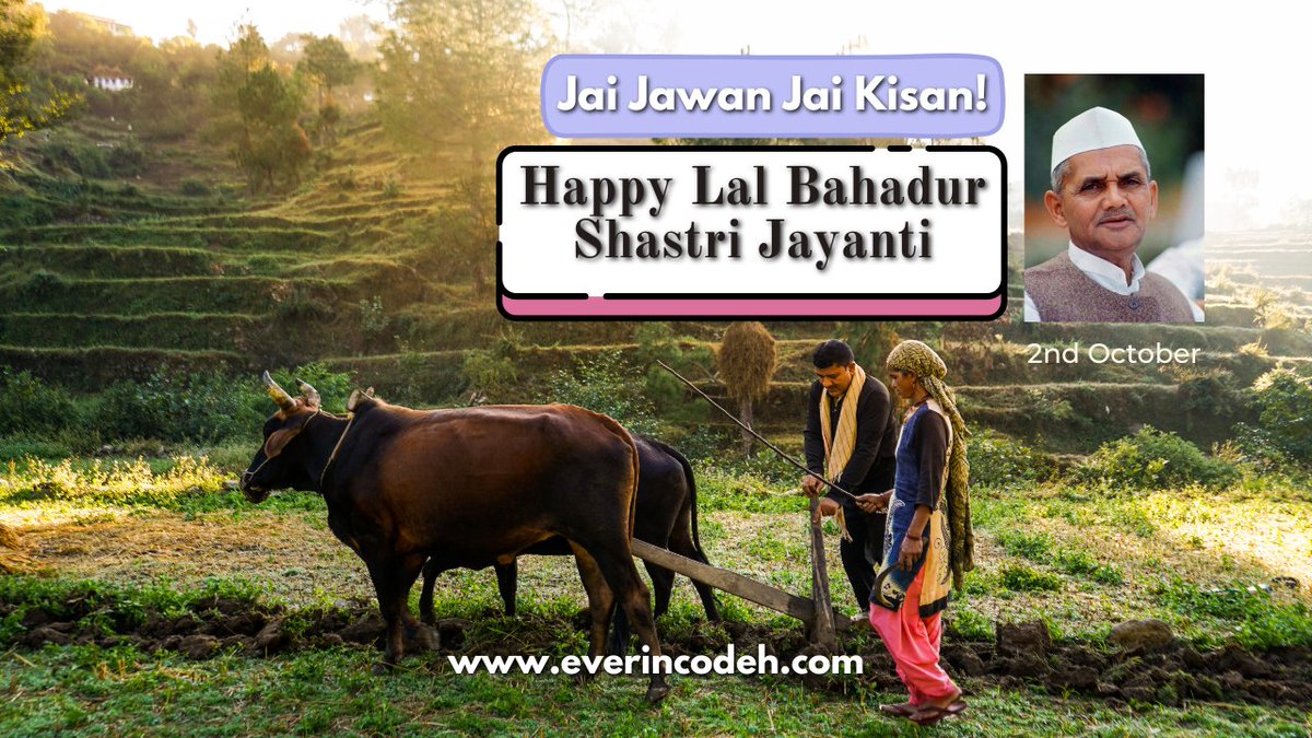 everincodeh's tweet image. 🇮🇳 Remembering Lal Bahadur Shastri on his Jayanti 🇮🇳

His timeless message — “Jai Jawan, Jai Kisan” — reminds us of the strength of those who build and protect our nation.

#LalBahadurShastri #Jayanti #Leadership #Integrity #Everincodeh