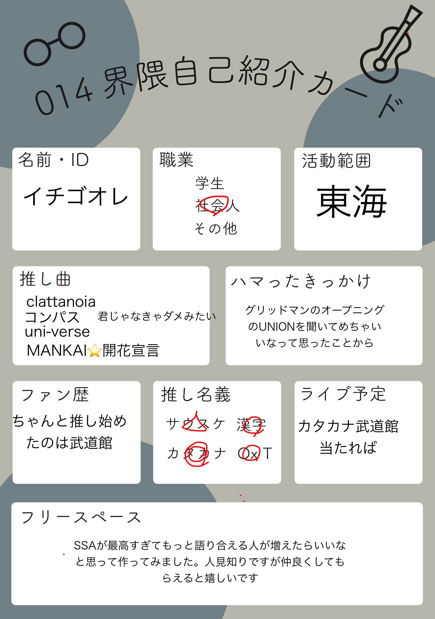 100132RA (自己紹介文必読です) 自己紹介カード紹介!!】 学期の初めに必ず作成する 自己紹介