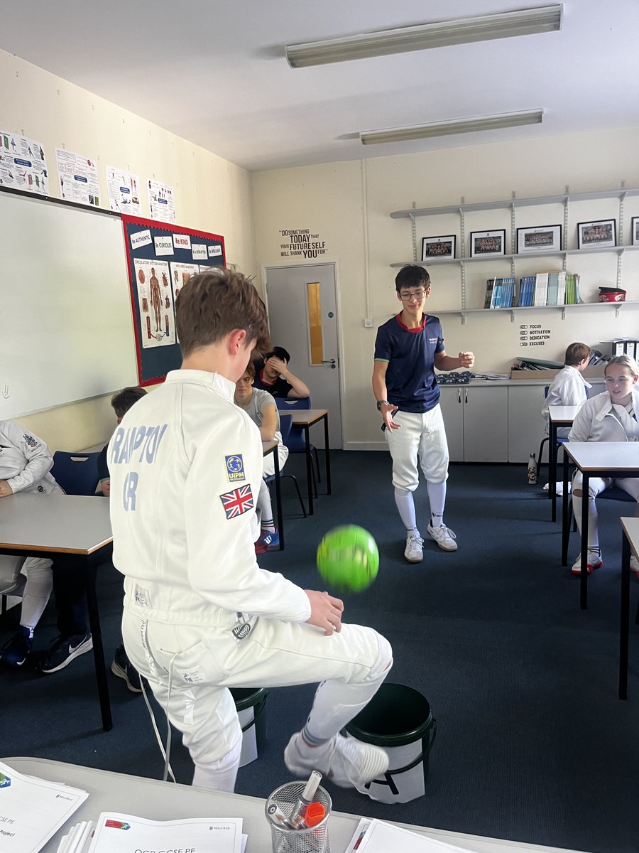 Nutritional workshop with Fencing, culminating in a quiz using their football skills