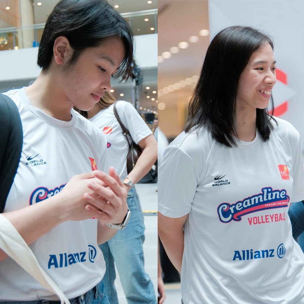 aicille73's tweet photo. Oh my Jella!!! Napaka ang side profile ni Mareng Jema dito!!!!! Ang ganda ng smile ni Ella!! #CreamlineCoolSmashers #JemaGalanza #EllaDeJesus https://t.co/qQJZeAX8Ks
