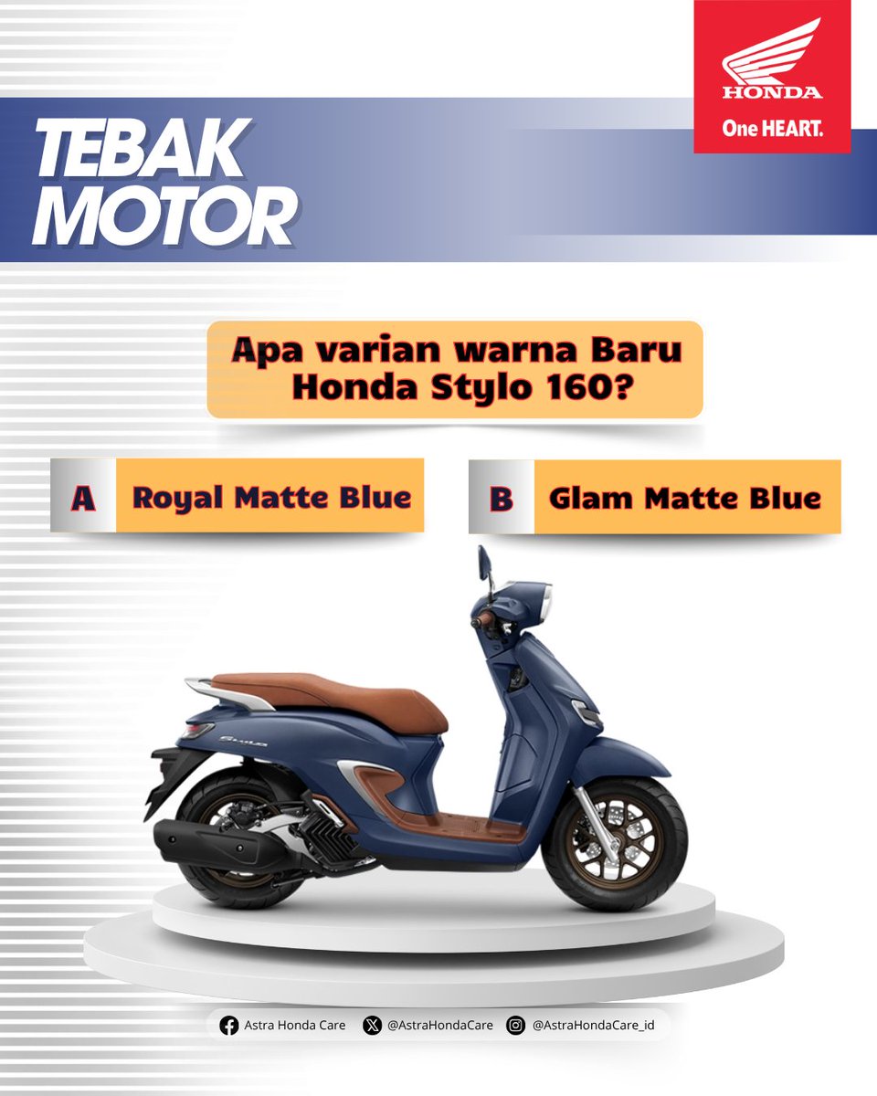 Giveaway hari Kamis kali ini MiGan mau kasih tebakan tentang warna baru Honda Stylo 160. Simak baik-baik soal dari MiGan dan cuz jawab di kolom komentar 😊

Dapetin hadiah menarik untuk  2 (dua) pemenang yang beruntung 🙂

- Jawab pertanyaan dari mimin dikolom komentar
- LIKE dan