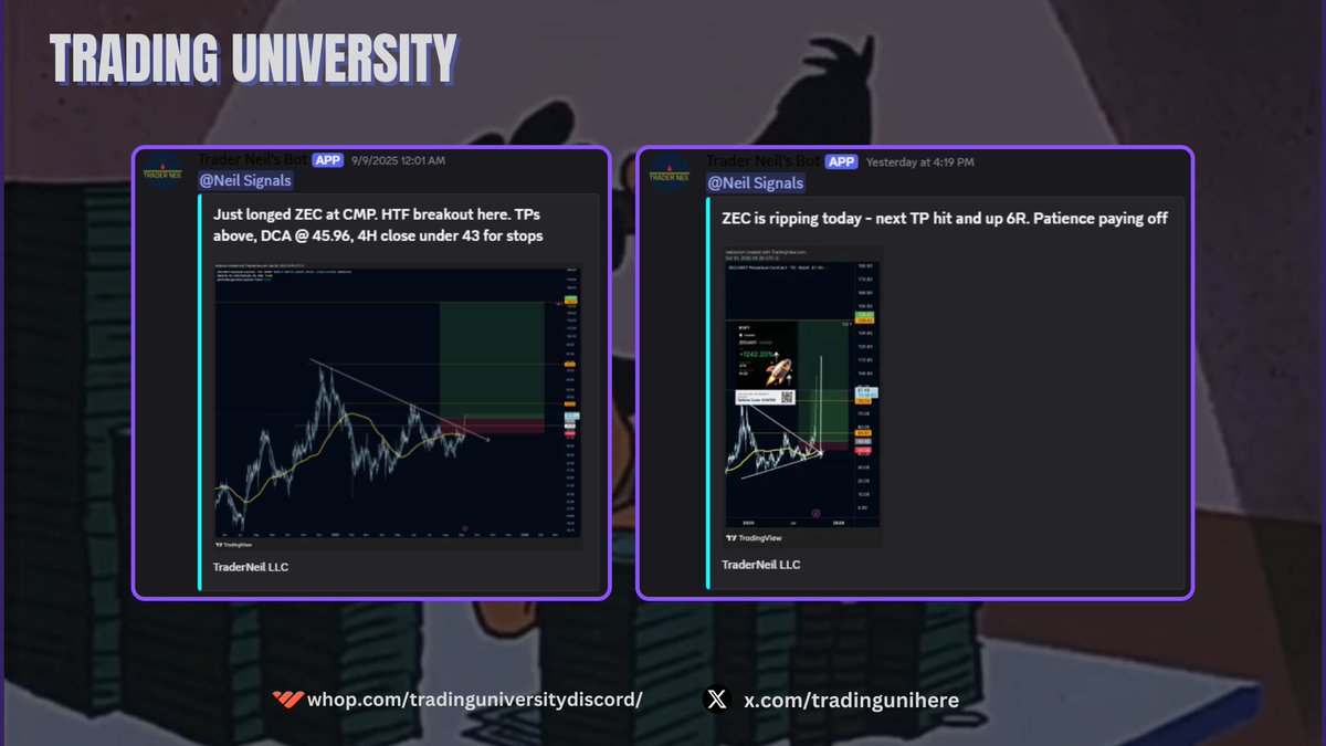 tradingunihere's tweet image. $ZEC

ZEC ripping today! Next TP smashed, sitting at a massive 6R move 💥 Sometimes the best trades are the ones you just hold and let cook 🍳📈

⚡ Signals in Community | Link in BIO
#CryptoSignals #BitcoinTrading #ZEC #ZECUSDT