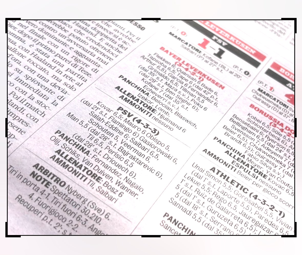 En dan nu de cijfers uit de Gazzetta dello Sport bij #levpsv. Guus Til en Perisic de besten met 6,5. Zo suf dat ⁦<a href="/ADnl/">AD.nl</a>⁩ is gestopt met cijfers geven in de krant