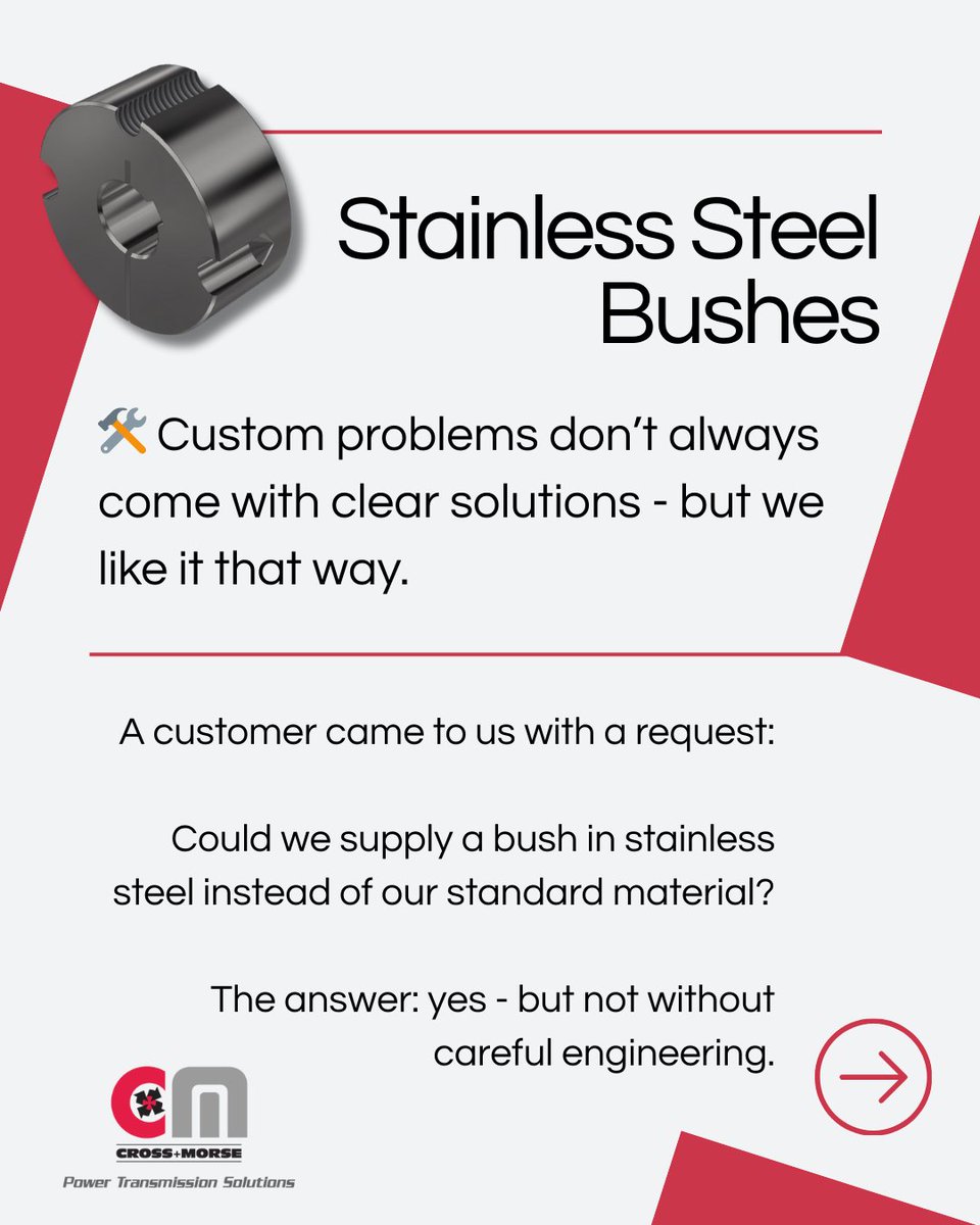 crossmorse's tweet image. 🛠️ Custom challenges, engineered solutions.
A customer needed a stainless steel bush for multiple applications - we delivered a robust, corrosion-resistant part built to spec and ready to perform.
#EngineeringExcellence #CustomSolutions #StainlessSteel